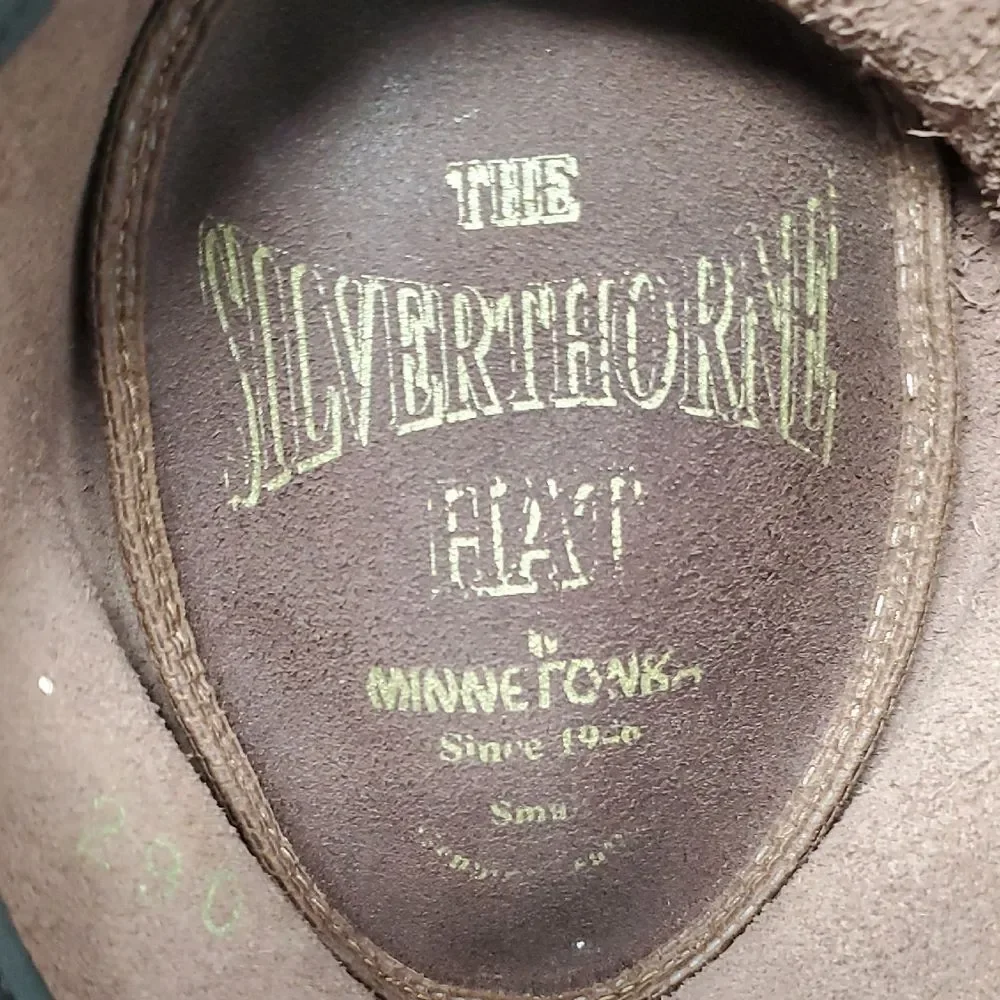 Minnetonka Brown Leather Hat with Silver Accents